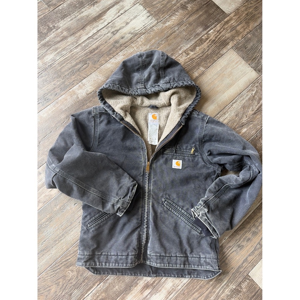 Carhartt Women Black Sandstone Sierra Sherpa Lined Hooded Jacket WJ141 BLK Sz XS